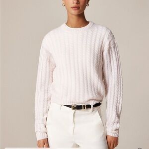 J crew snow Perfect cashmere cable-knit crewneck sweater